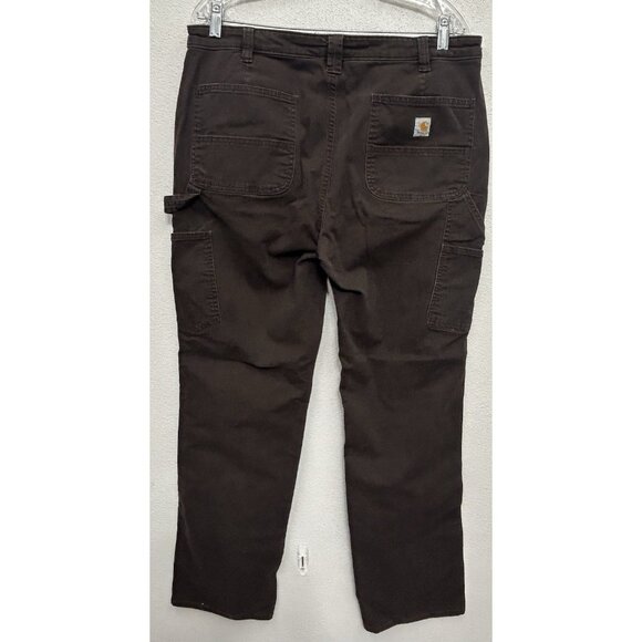 Carhartt Loose Fit Womens Carpenter Pants Size 14 TALL Brown Rugged Flex Work - Picture 2 of 7